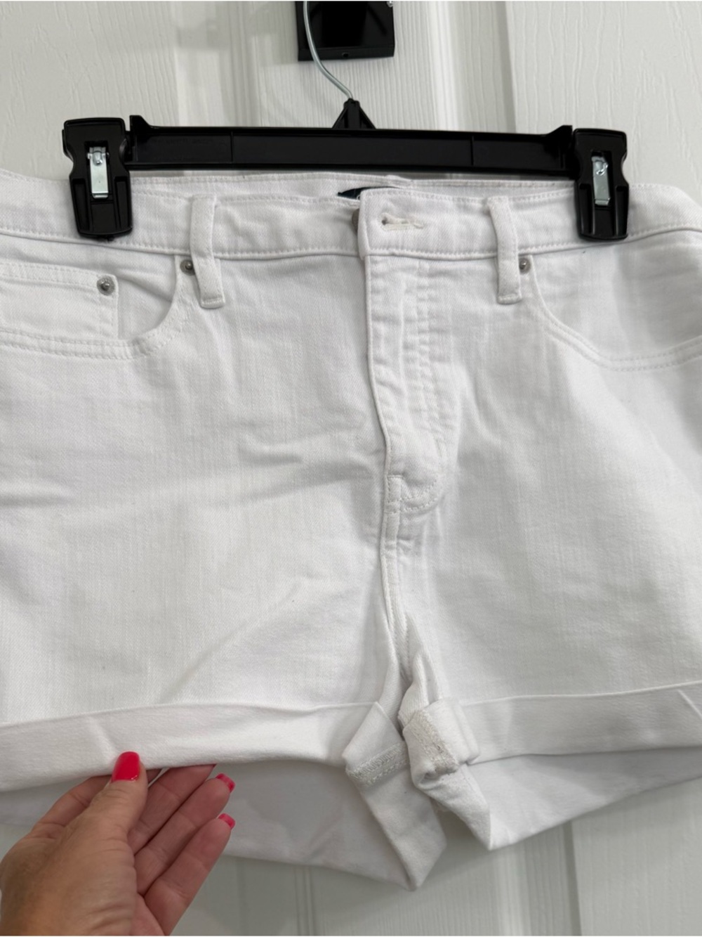 Calvin Klein High Rise White Denim Shorts